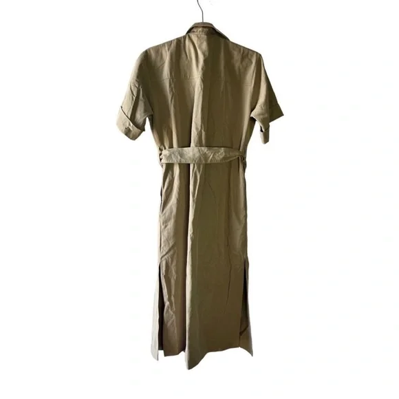 Massimo Dutti NWT khaki cotton tench shirt dress - Picture 12 of 15